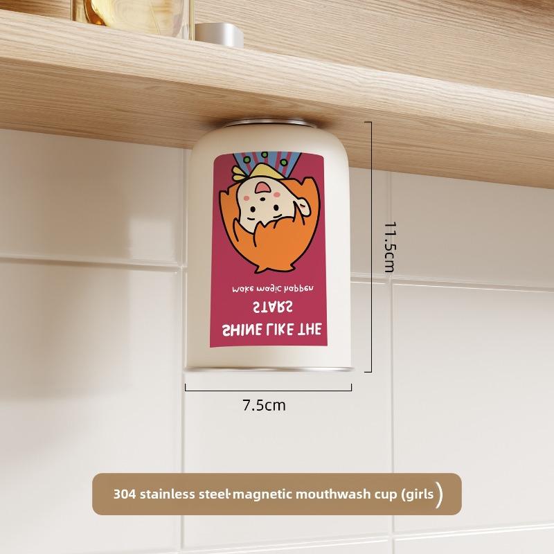 304 Stainless Steel Parent-child Mouthwash Cup, Magnetic Mouthwash Cup, Wall-mounted Desktop Toothbrush Cup