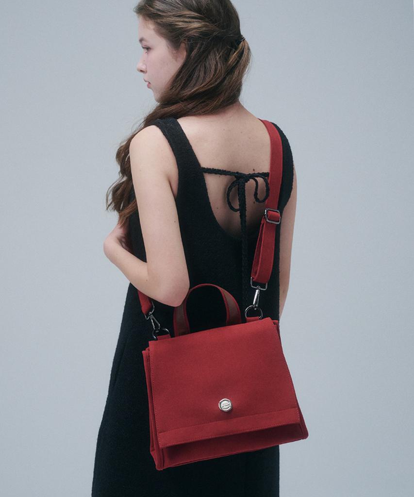 Iroco Margaret Suede Flap Bag_Red
