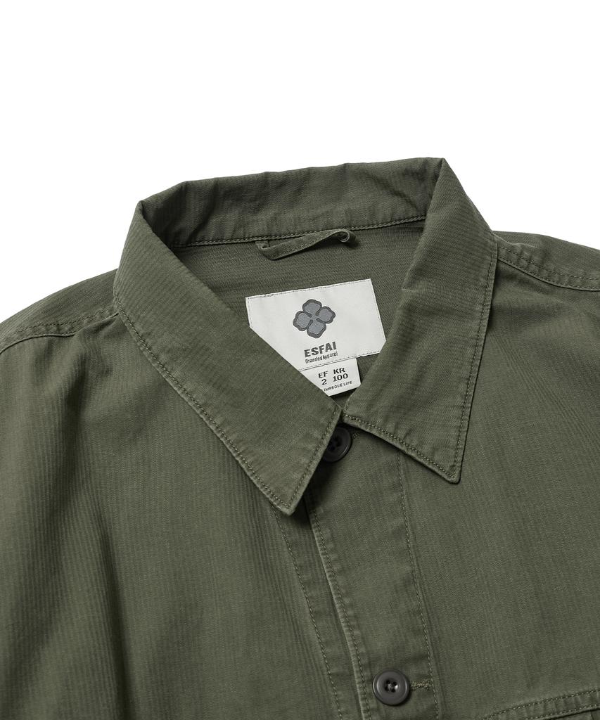 Esfai Shirring Trucker Jacket (Olive)