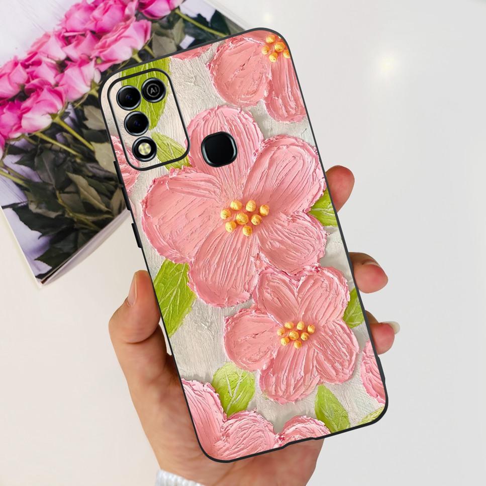 For Infinix Hot 11 Play 6.82" Soft Silicone Phone Cases For Infinix Hot 11 Play 11play 10Play Cover Luxury Flowers Funda Capa