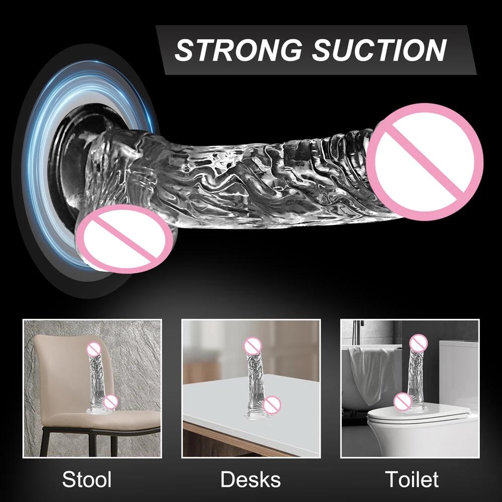Transparent Soft Jelly Dildo for Women Realistic Fake Dick Penis Strong Suction Cup Butt Plug for Woman Men Anal Sex Toys