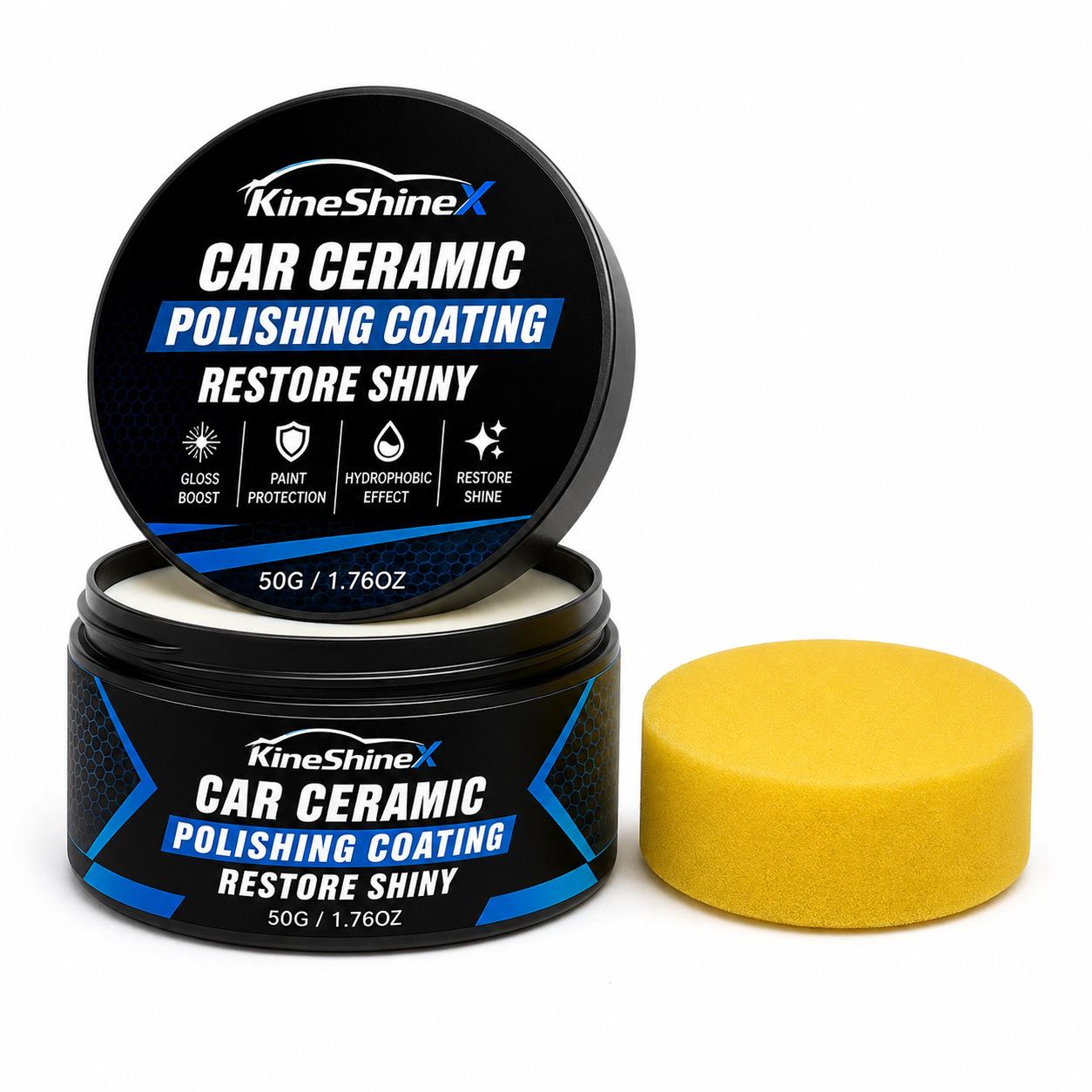 Keramikpolitur-Beschichtung für Autos 50g – Hochglanz-Wiederherstellung & Lackschutz-Wachs mit Applikatorschwamm, Hydrophob, Kratzfest, Auto-Pflege 30g yellow