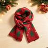 Green Plaid Wool Scarf Long Red Shawl Thicken Knitted Christmas Scarf  Autumn Winter