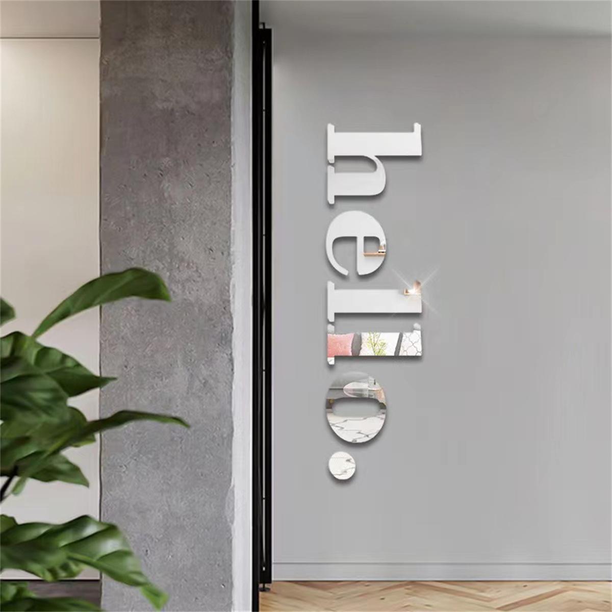 

6pcs 60cmx19cm Mirror acrylic HELLO mirror wall sticker decoration removable mirror sticker серебряный