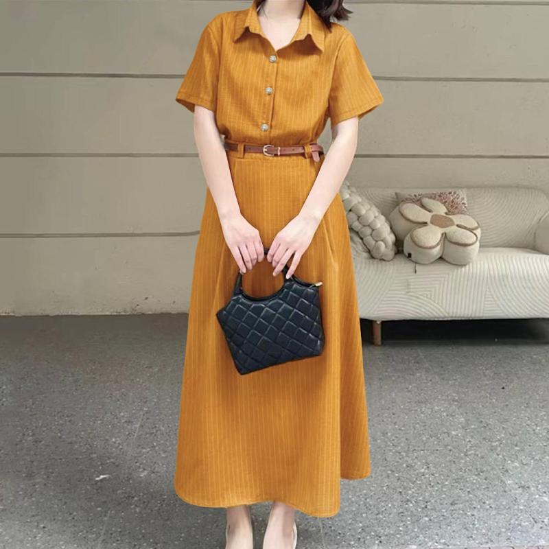 ZANZEA Women Short Sleeve Blouse and Long Skirts Casual Stripr Print Two Piece Sets