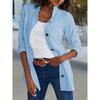 JPNTKY Women's Fashion Casual Solid Color Print Long Sleeve V Neck Coat