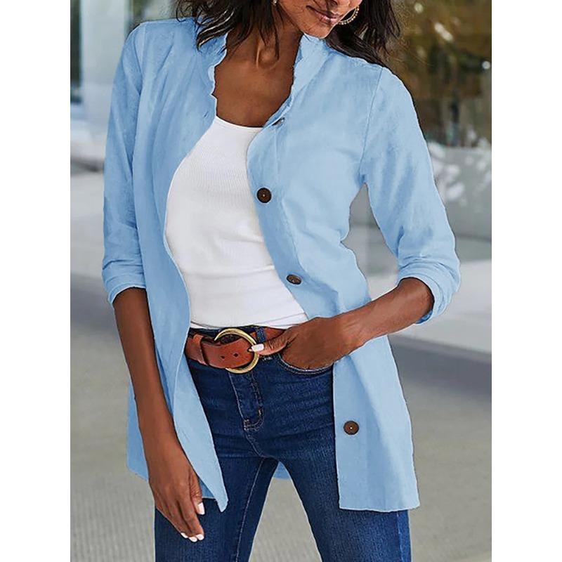 JPNTKY Women's Fashion Casual Solid Color Print Long Sleeve V Neck Coat