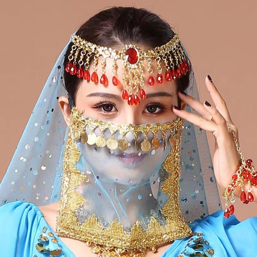 Polyester Belly Dance Veil Sequins Dance Performance Accessories Belly Dance Glitter Veil  Women
