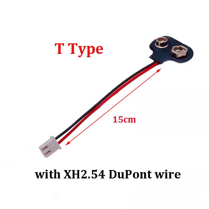 1-10PCS 9V Battery Clips 10-15cm DC5521 Male/Female Connector Buckle 9 Volt Battery Clip Connector I/T-Type Battery Holder