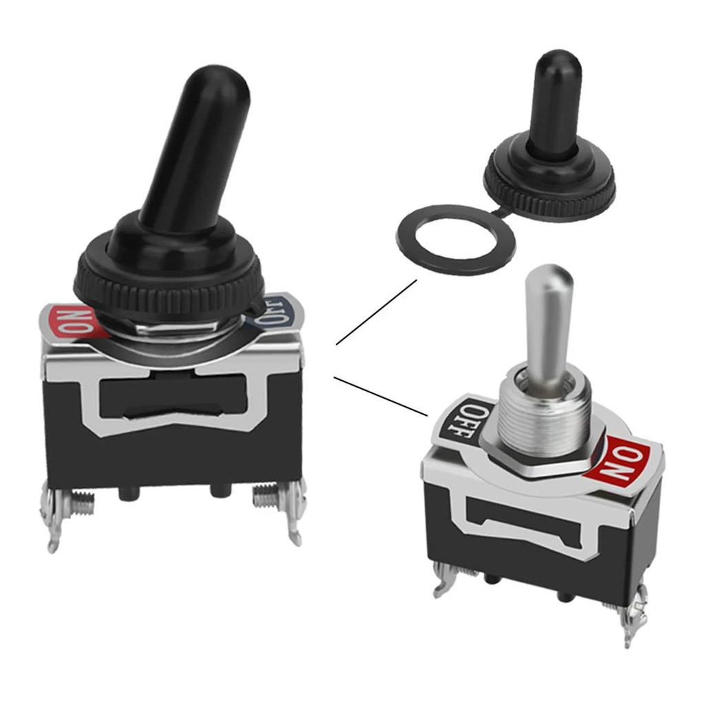 10PCS/5PCS Car Boat Rocker Toggle Switch Heavy Duty Rocker Toggle 2Pin Metal Boot Cap Cover SPST ON/Off Switch for Car RV Marine