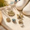 Set de 5 bucăți Charm-uri de pantofi cu tonuri aurii, tematică de vară și ocean, Plajă