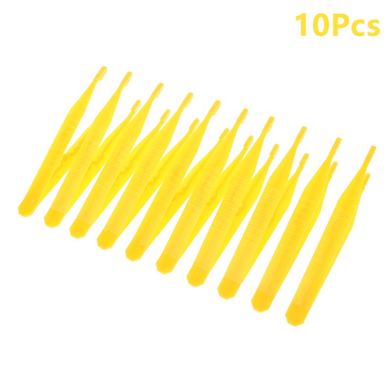 

10 шт. Пластиковые стоматологические пинцеты-зажимы для медицинского ремонта, небольшие одноразовые пинцеты, инструменты, стоматологические материалы жёлтый