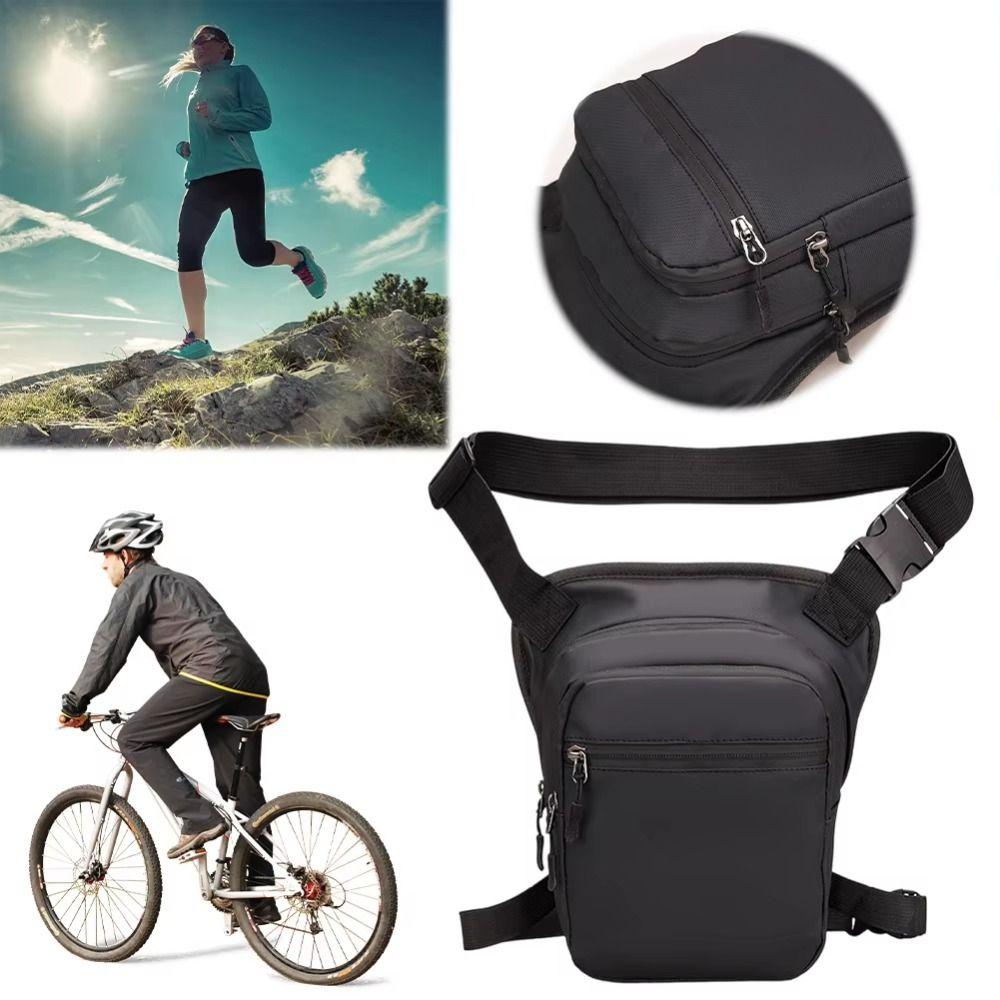 Zipper Multi-Function Fanny Pack PU Leather Travel Chest Bag Cycling Drop Leg Bag  Hiking