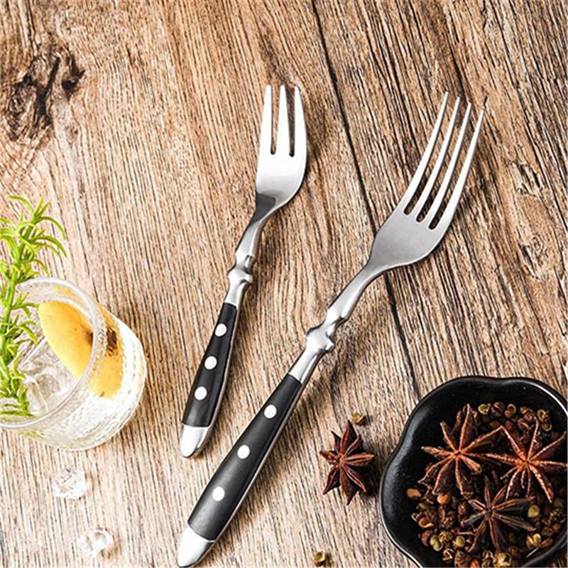 Black Western Stainless Steel Cutlery Sets Restaurant Knife Fork and Spoon Set Table Full Dining Service Steak Knife Teaspoon
