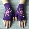 Handmade Flower Embroidered Gloves Women Fingerless Knit Gloves Autumn Winter Cold Proof Writing Gloves INS Embroidered with Bee