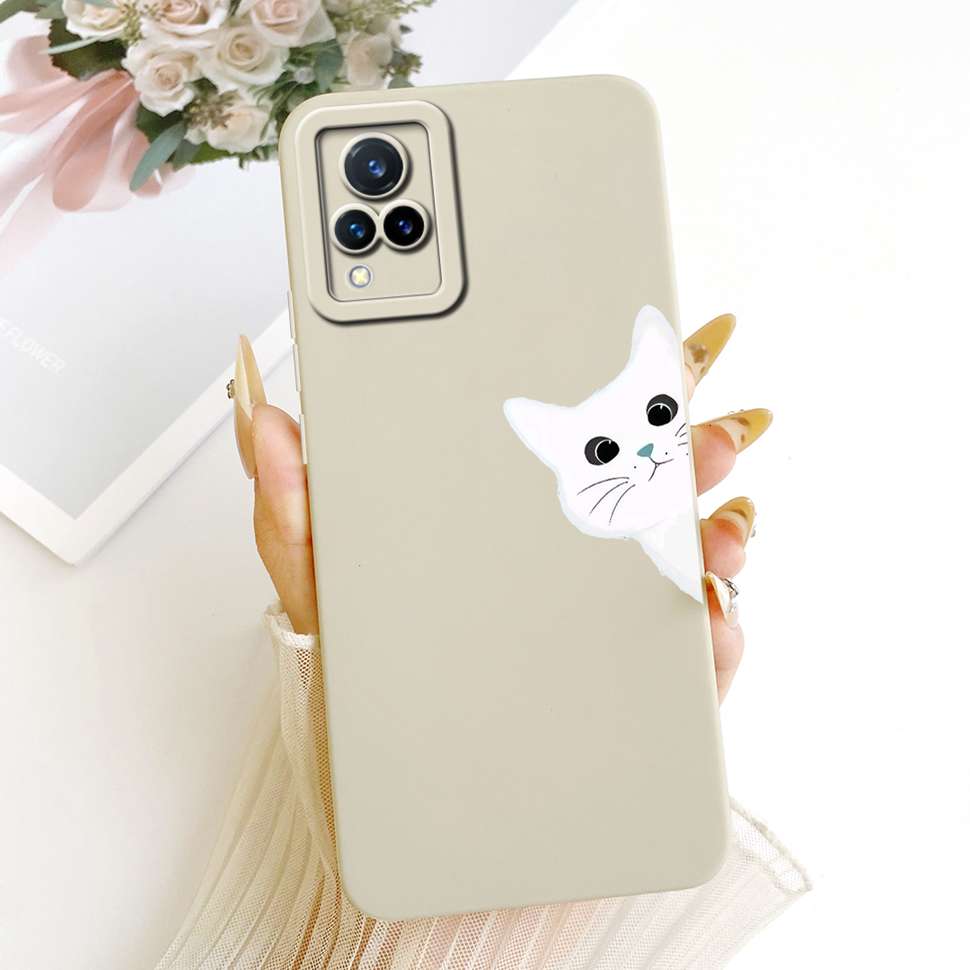 For Vivo V21 4G Case V2066 V2108 Soft Silicone Sunflower Rabbit Phone Cases For Vivo V21 V 21 4G Back Cover Protetion Bumper