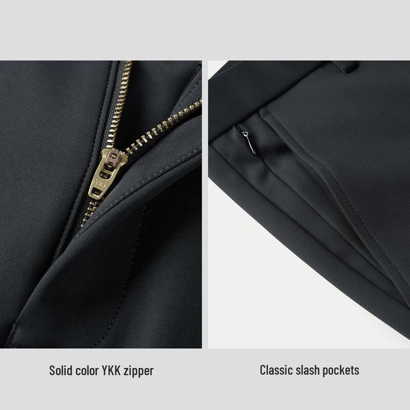 HLA Men's Smart Casual Embroidered Straight-Leg Pants