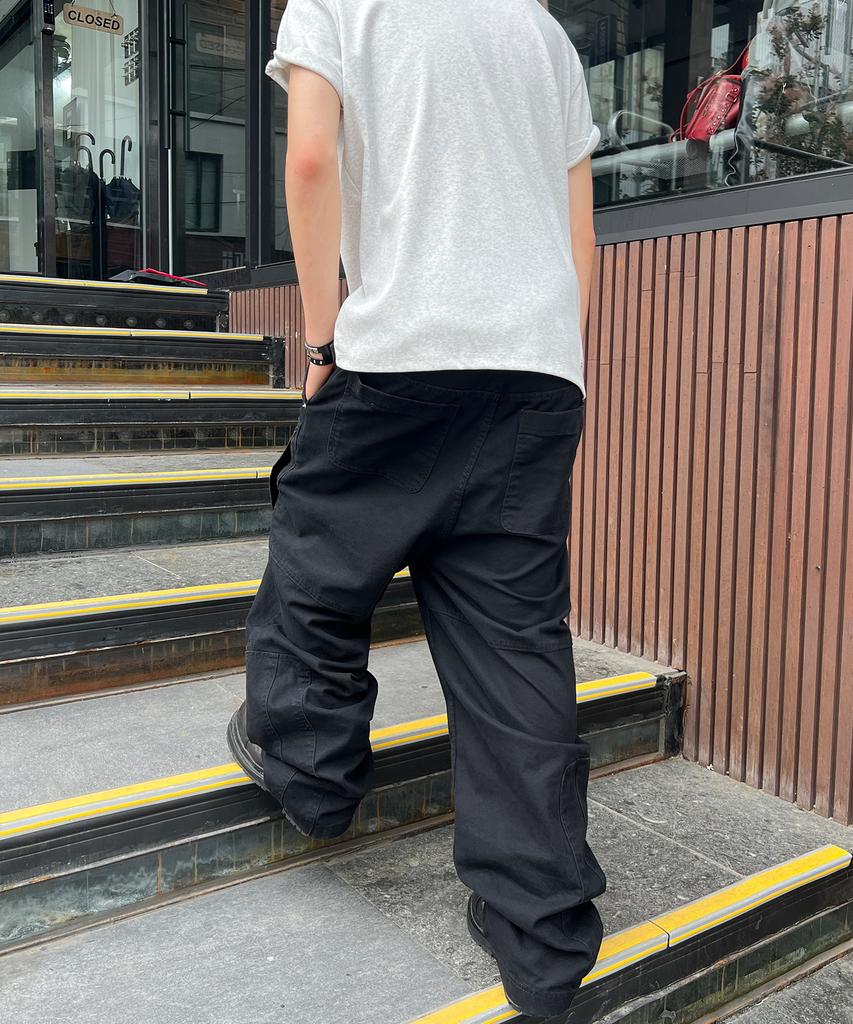 Gicheol Asym Vintage Cargo Pants (Washed Black)