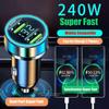 Superschnelles USB-Autoladegerät mit 2 Anschlüssen für iPhone 14 Pro Max 13 12 11 Oneplus Huawei OPPO Samsung Xiaomi 240W Schnellladeadapter