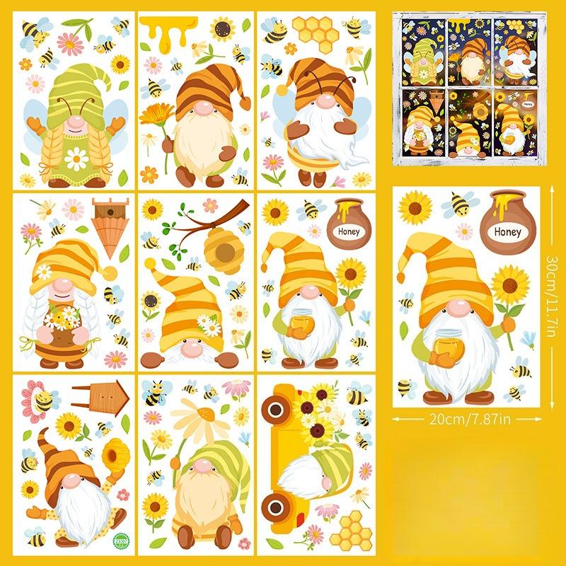 Cartoon Cute Spring Flowers Indoor Bedroom Living Room Background Wall Decoration PVC Electrostatic Stickers Window Glass Stickers