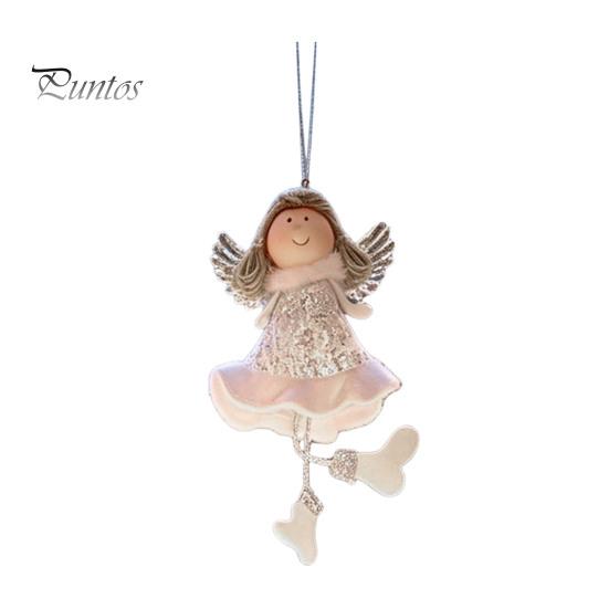 Pastel Color Christmas Tree Decor Angel Hanging Ornaments, Cute Plush Doll Pendant, Xmas Decorative Charms Ornaments for Home Holiday Wedding