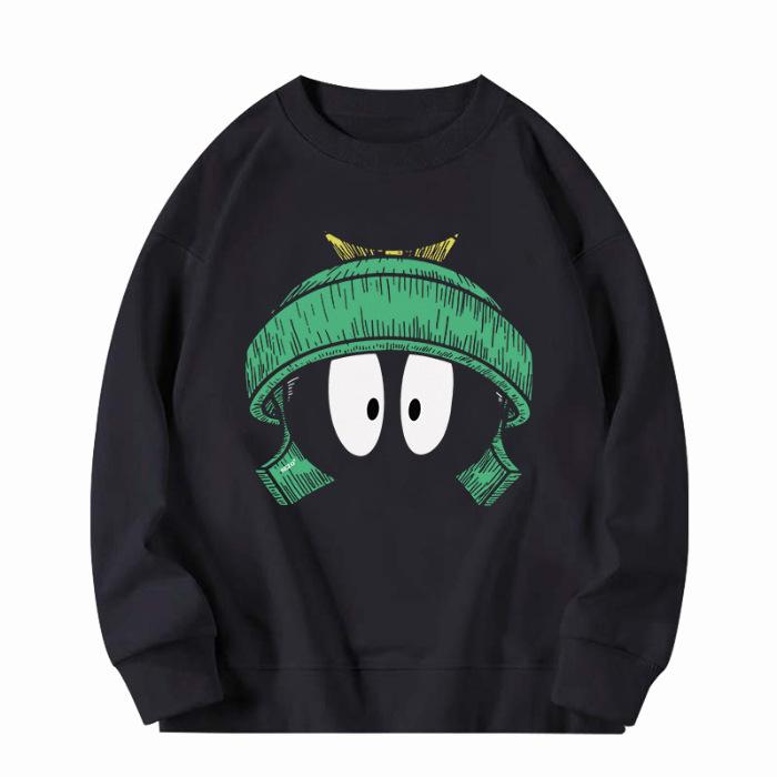 Fleece Fun Cartoon Printing Crew Neck Sweater Casual Pullover Female and Male Couples Trendy Coat