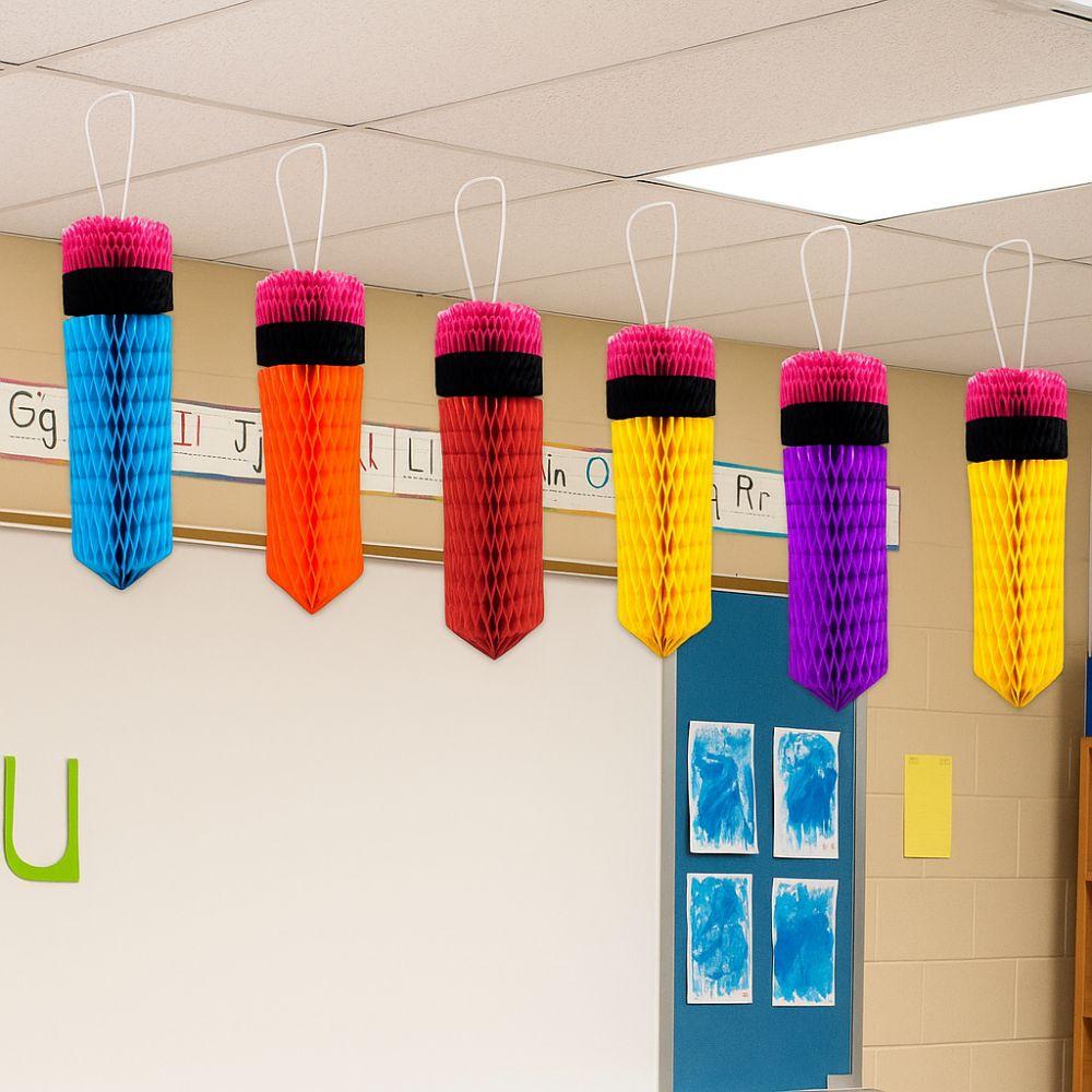 Paper Back To School Pencil Pendant Colorful Paper Pencil Ornaments Crayon Decor  School Event