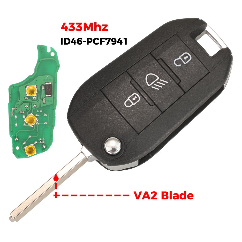 

Автомобильный ключ дистанционного управления jingyuqin для Peugeot 208 2008 301 308 508 5008 Citroen C-Elysee C4-Cactus 433,92 МГц ID46 PCF7941 чип For Citroen хань синий