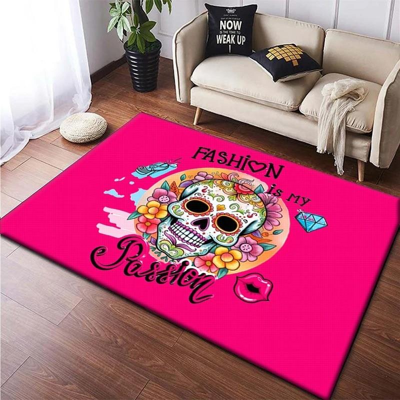 Skull Dark Gothic Print Carpet Creative Door Floor Mat Soft Doormat Non-slip Floor Mat Living Room Rug Home Decoration Washable