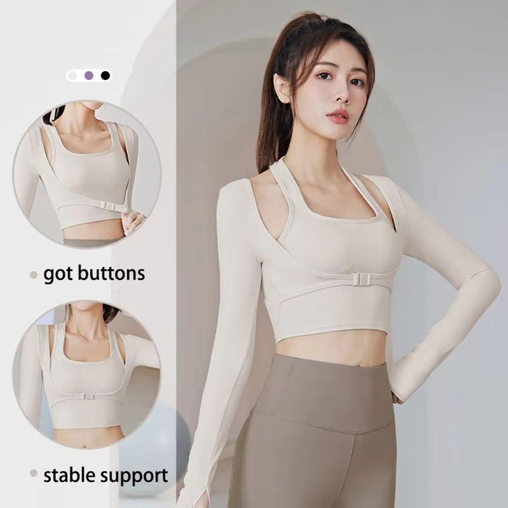 Long Sleeve Women Yoga Shirts Pullover Neck Girls Sports Top Workout T-Shirt  Yoga Clothing