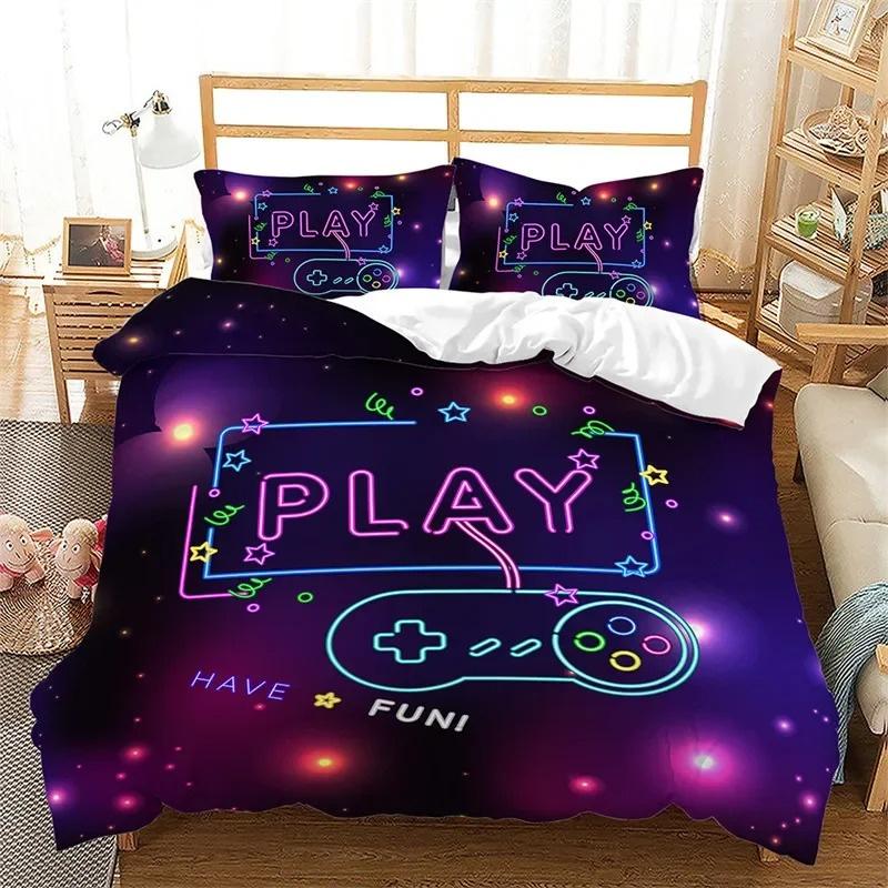 Game Bedding Set for Children and Boys, Handle controller Duvet Cover Sets, Twin, Full, Queen, King Bedroom Set gaming for teen