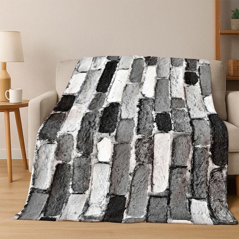 Vintage Brick Stone Flannel Blanket Soft Warm Throw Blanket for Bedroom Living Room Bed Travel Camping Picnic Gift kids
