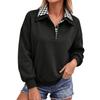 Women's Plaid Collared Pullover Sweatshirt Loose Fit Casual Fall Top