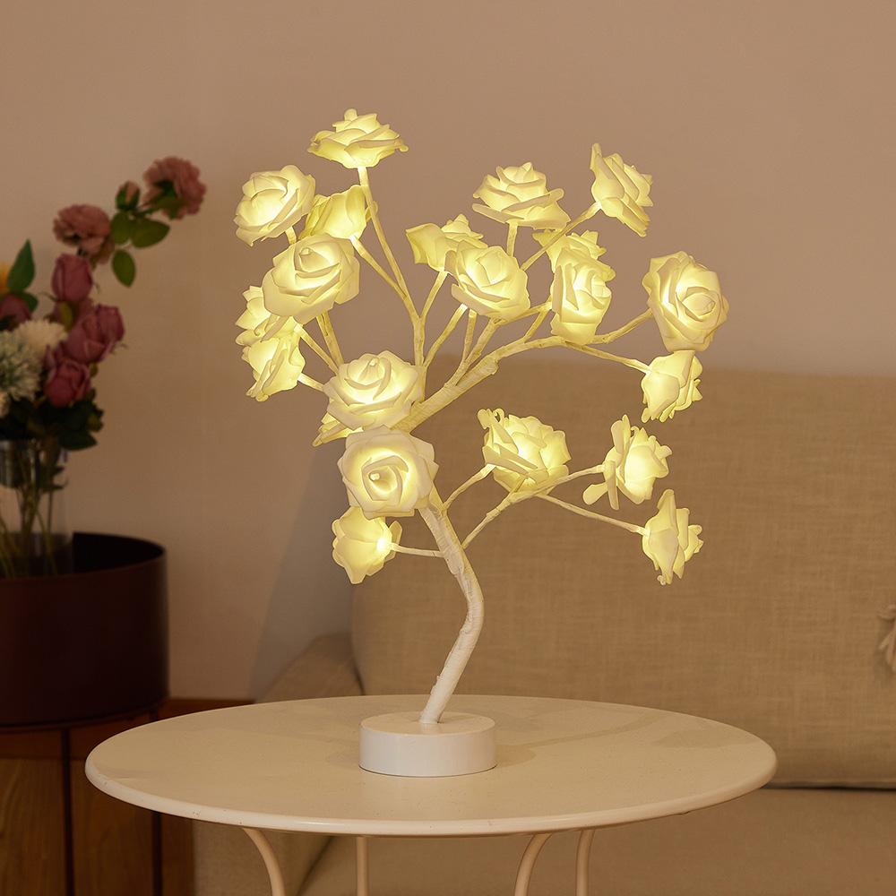 Rose Flower Tree Lights USB Battery LED Table Lamp Bonsai Tree Night Lights Garland Bedroom Decoration Christmas Lamp Home Decor