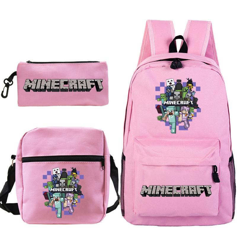 Minecraft Primary And Secondary School School Bag Children'S Backpack Backpack Shoulder Bag Pencil Case Three-Piece Set