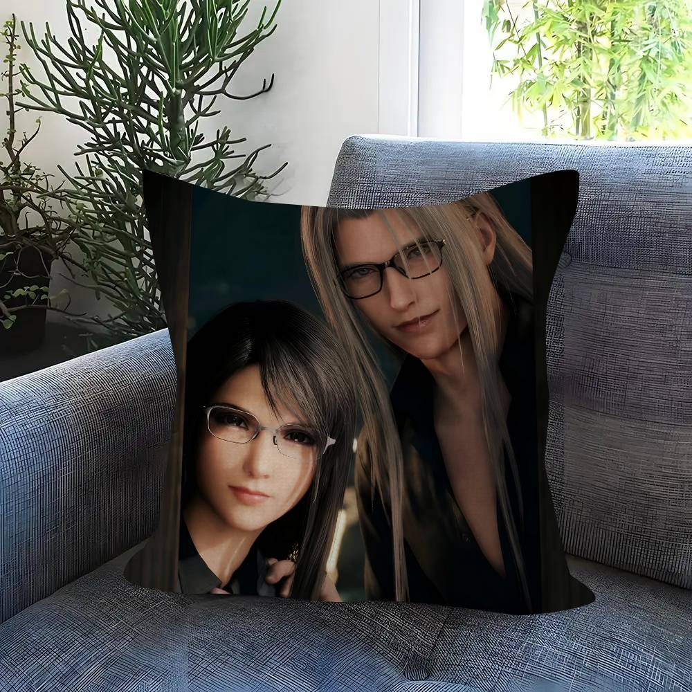 Game F-F-Final Fantasy 7 Double-Sided Printed Pillow Cover Short Plush Suitable Living Rooms Bedrooms Sofas Throw Cushion Cover