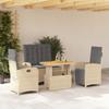Vidaxl 4-Cz. Gartenmöbel-Set mit Kissen, Beige, Polyrattan