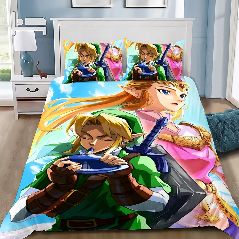 Games Z-Zeldas Of Legends Duvet Cover Pillowcase Game Scene Print Bedding Set Adult Boy Bedroom Decoration Single Double Siz