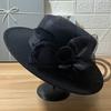 Autumn and winter fashion versatile elegant woolen top hat female British mesh flower top hat female face versatile