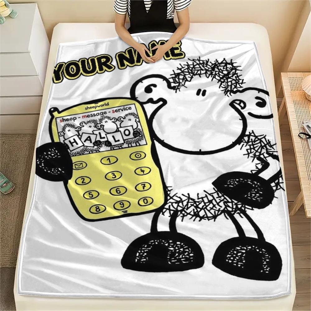 1PC Custom Name sheepworld Patterned Flannel Blanket Suitable For All Seasons for Home Decor Warmth and Comfort Gifts Holiday Present
