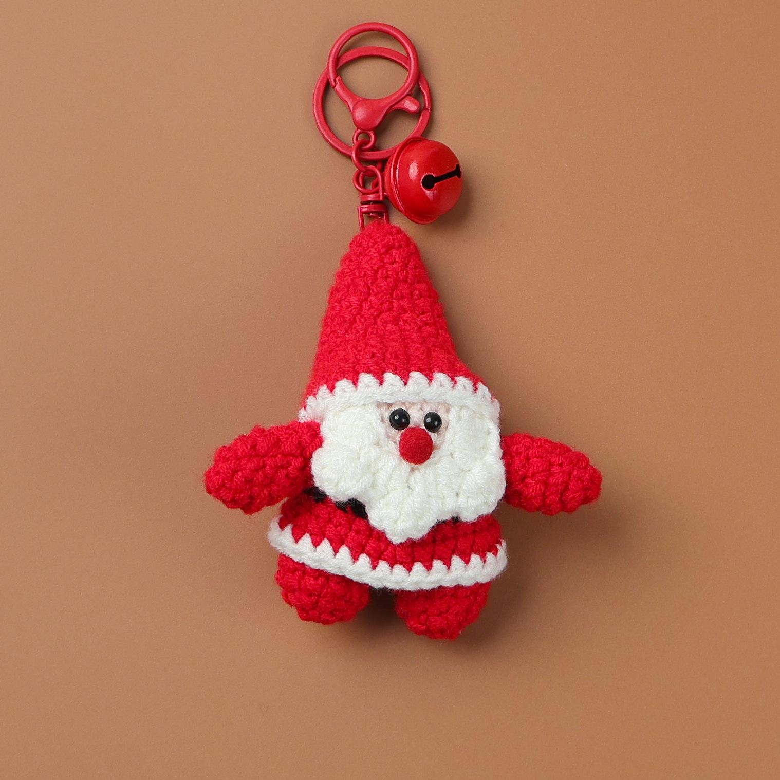 

Funny Crochet Santa Claus Doll Keychain Home Room Decor Cute Handmade Plush Wool Knitted Santa Claus Ornament Christmas Gifts