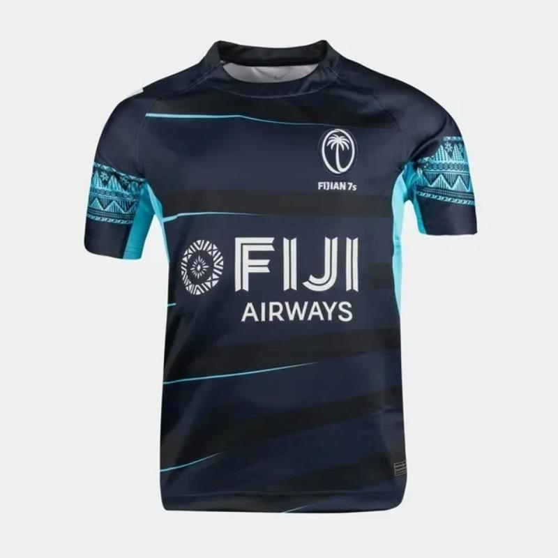 Men's rugby T-shirt, home jersey, Fiji 7S, round neck men's top
