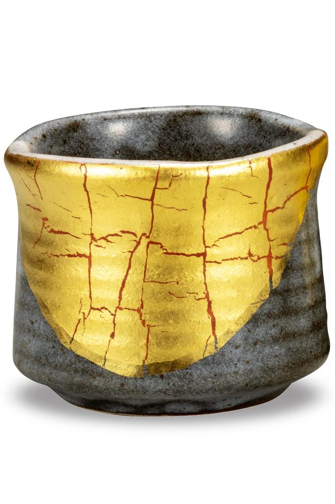 Kutani Porzellan Sake Becher Set mit Blattgold, Hergestellt in Japan, Markenname Keramik, Japanisches Geschirr, Sake Set