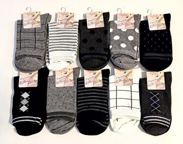 Eden Japan Cute Monochrome Socks for and Stylish Sizes Cotton Value Pack of C42 Women's Spring, Summer, Fall, Elasticless, Socks, 23-25cm, Blend, 10,