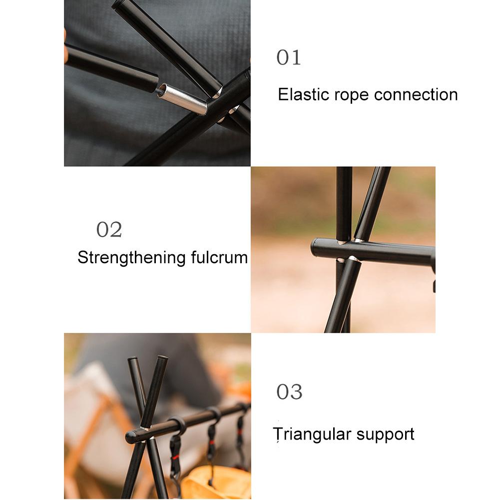 Aluminum Alloy Camping Hanging Rack Multifunctional Portable Triangle Rack with Hooks for Picnic Barbecue for Hiking Backpacking