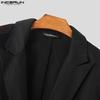 INCERUN Men Lapel Long Sleeve Hollow Mesh Patchwork One Button Casual Thin Blazer Coats