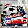 1PC Custom Name Soccer Ball Graffiti Art Outdooor Flannel Blankets Throw Blanket All-Season Throw Gift Bedspread for Couch, Bed, Camping Holiday Birth