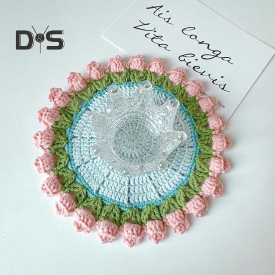 Porta-copos Buquê de Rosas de Crochê Resistente ao Calor DIY Feito à Mão Tricô Flor Caneca de Café Tapete para Copo Decoração de Mesa Bancada de Cozinha