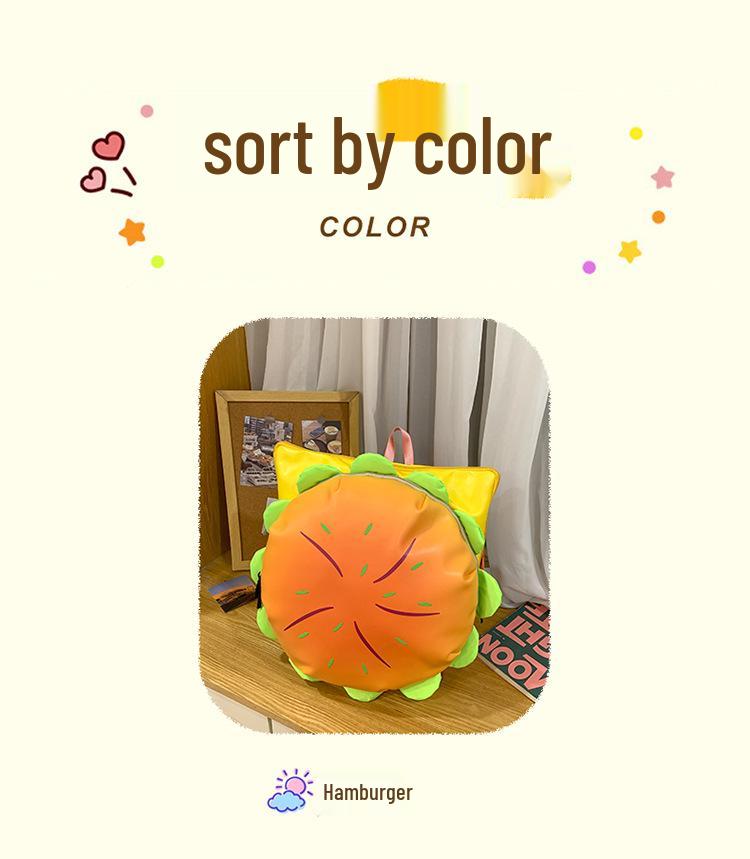 2025 Summer Cute Hamburger Cartoon Backpack for Women - Large Capacity, Double Shoulder Bag