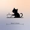 Metal Wall Art Cat Coffee Sculpture Powder Coated Iron Home Decor Gift